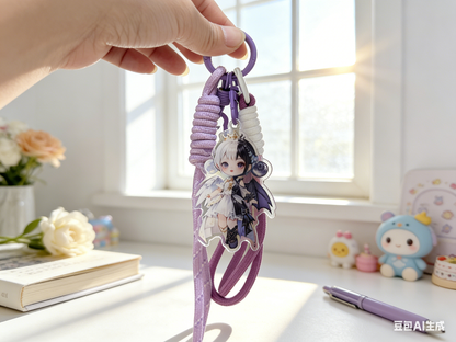 アクリル製キーホルダー付き携帯電話用クリップ